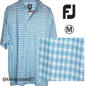 FootJoy Blue and White Plaid Sheer Golf Polo / M
